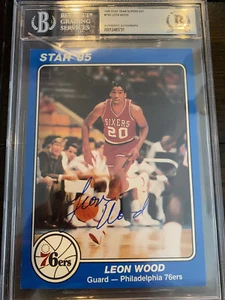 LEON WOOD 1985 STAR 5X7 SUPERS SIGNIERTE AUTOGRAMMIERTE KARTE #PS5 PHL SIXERS BGS SLAB - Bild 1 von 1