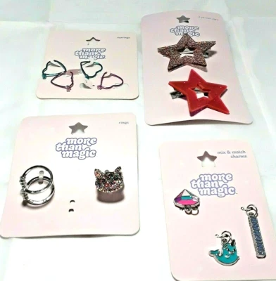Lot of 9 Accessories Kids Jewlery Earrings Rings Charms Hair Hearts Kitten - Image 1 of 4