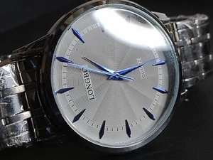 Untested 8 Inch Silver Tone And Blue Longbo Analog Watch - Picture 1 of 9