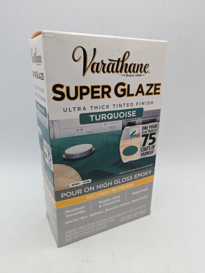 Varathane 369293 Super Glaze Pour-On High Gloss Epoxy Quart Turquoise