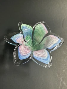 Vintage Murano Art Glass Votive Flower Form Dish Pastel Italy Candleholder - Picture 1 of 15