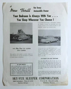 Sky-Vue Top Sleeper Carrier Station Wagon tenda da letto volantino 1959 - Foto 1 di 3