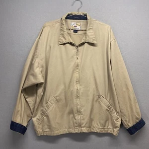 Vintage Cutter Buck Jacket Mens XLarge Brown Khaki Bomber Zip Up Grandpa Cotton - Picture 1 of 20