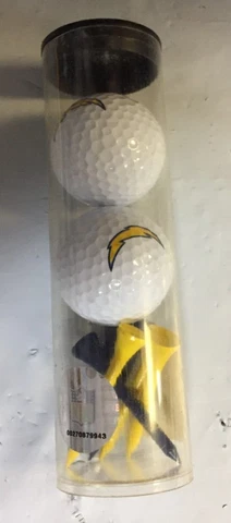 San Diego Los Angeles Chargers Mulligan Tube 2 Logo Golf Balls  & 6 Colored Tees Cover