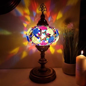 Extra Large Handmade Turkish Moroccan Arabian Colourful Glass Table Light Lamp - Picture 1 of 7
