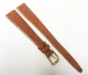 Genuine Sea Snake Light Brown 12mm Leather Gold Buckle Watch Band - Picture 1 of 1