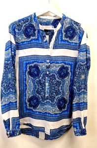 Emily Van Den Bergh blue shirt long sleeves tunic women Size 38 mandala print28 - Picture 1 of 9