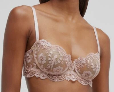 $320 I.D. Sujetador Balconette Sarrieri Mujer Rosa Floral Bordado Longline 36C Foto 1 de 4