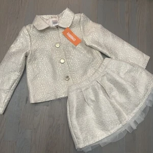 NWT Gymboree girl WINTER HOLIDAY 2-piece gold metallic skirt jacket SET 4T 5T - Picture 1 of 10