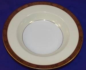 NORITAKE GOLDKIN CHINA 4985 RIMMED SOUP BOWL GOLD ENCRUSTED RIM YELLOW BORDER - Picture 1 of 6