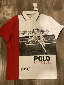Polo Ralph Lauren Classic Polo 1992 Javelin P Wing Stadium Red Block Polo Size M - Picture 1 of 6