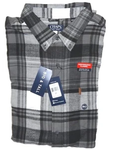Neu Chaps Herren klassische Passform Performance Flanellhemd Big & Tall grau neu mit Etikett - Bild 1 von 2