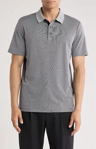 THEORY " Atlas Pique 2 " Polo Shirt Slim Fit Black / White Sz L $125 - Picture 1 of 10