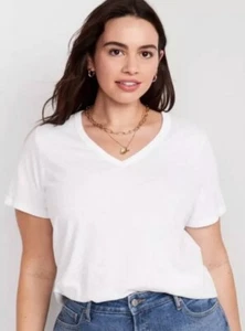 Two OLD NAVY Women's White V-Neck Cotton EveryWear T-Shirt Size 3X - Picture 1 of 6
