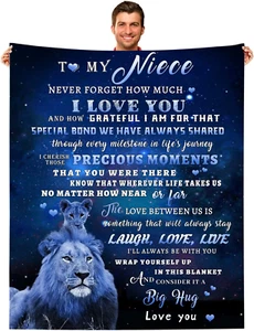 Lion Blanket for My Niece, Super Soft Cozy Flannel Throw for Bed & Sofa, 50X60 I - Picture 1 of 6