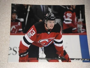 NEW JERSEY DEVILS NICO HISCHIER SIGNED FACEOFF 11X14 - Picture 1 of 1