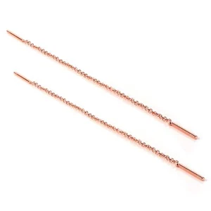 Rose Gold Plated Sterling Silver 12mm Bar Threader Pull Through Earrings - Picture 1 of 7
