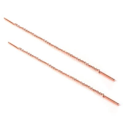 Rose Gold Plated Sterling Silver 12mm Bar Threader Pull Through Earrings - Image 1 of 4