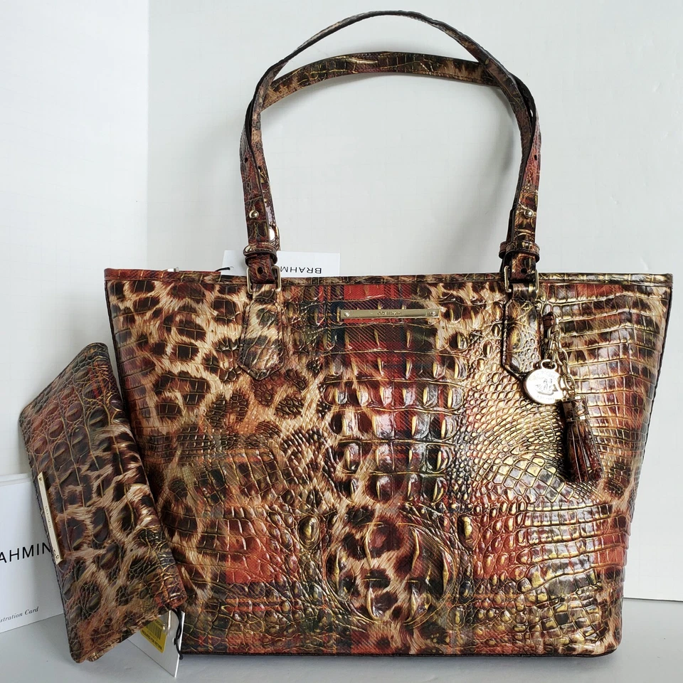Brahmin Medium Asher Tote Handbag - Tartan Animal Melbourne