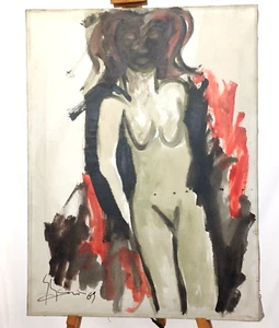 DIPINTO ASTRATTO - ACQUERELLO -FIGURA DI DONNA CM 60X80 - Imagen 1 de 8