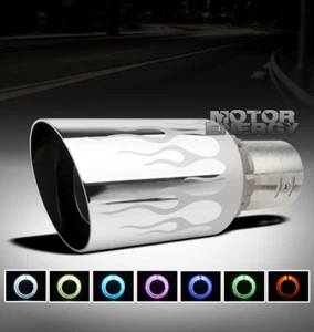 UNIVERSAL 4" 7 COLOR LED EXHAUST MUFFLER TIP FOR ACURA AUDI BMW CADILLAC CHEVY - Bild 1 von 3