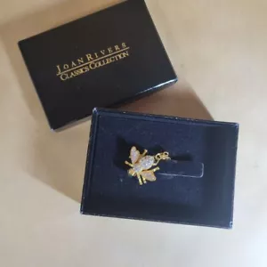 Vintage Joan Rivers Biene Brosche goldfarben, einzelne Biene mit Kette - Bild 1 von 7