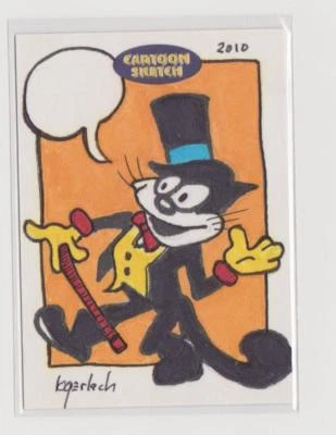 AUTHENTIC CARTOON SKETCH ART CARD FELIX THE CAT SKETCHED BY BRUCE GERLACH - Image 1 of 3