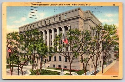 Westchester County Court House White Plains New York 1944 Linen Postcard - Image 1 of 2