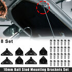 8 Set Black Car Ball Studs Mounting Brackets For Gas Strut Shocks With 24 Screws