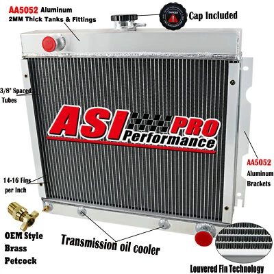 4 Row Radiator for 1971-1972 Plymouth Valiant Duster 1970-1972 Dodge Dart 5.2L - Image 1 of 4