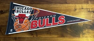 Vintage 1990s Chicago Bulls Logo NBA Basketball Felt Pennant - Retro Collectible - Picture 1 of 5