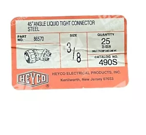 Heyco 86570 45 Angle Liquid Tight Connector Steel 3/8" 490S (Box of 25) - Picture 1 of 5