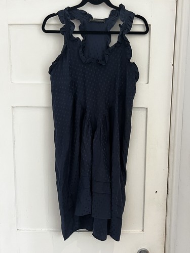 Raro abito estivo vintage Balenciaga blu navy seta taglia 40 tute UK6
