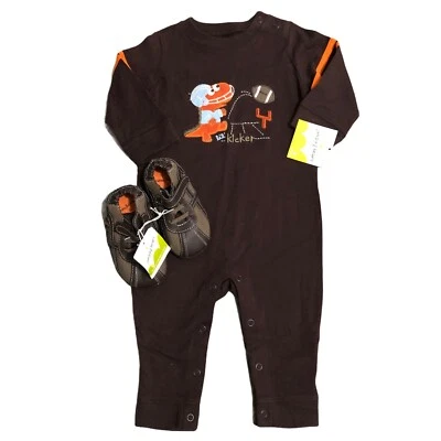 NWT Jumping Beans Boys 9 Mos Thanksgiving Romper Long Sleeve One Piece +Shoes 5  - Image 1 of 4