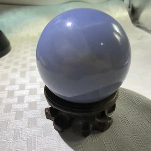 2,55 Zoll Natürlicher Blauer Chalcedon Kristall Poliert Kugel Kugel Dekor Türkei 414gF407 - Bild 1 von 11
