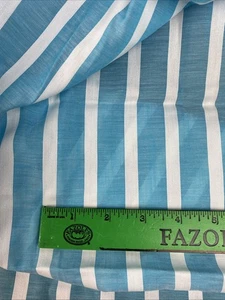 Vintage Webstoff dünne Baumwolle Aqua weiß Streifen 4,5 yd x 44" Neu aus altem Lagerbestand - Bild 1 von 8