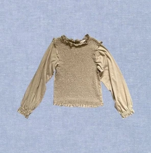 Zara Kids Smocked Ruffle Shoulder Balloon Sleeve Long Sleeve Size 9 - Picture 1 of 7