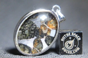 Wunderschöner .925 Silber Sericho Pallasit Meteorit Anhänger - Bild 1 von 2