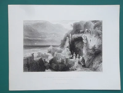 LEBANON Bahía de Keserwan Tumba de San Jorge - 1838 impresión antigua por Bartlett Foto 1 de 2