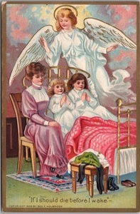 Vintage 1910s RELIGIOUS Bedtime Prayer Postcard "If I Should Die Before I Wake" - Picture 1 of 2