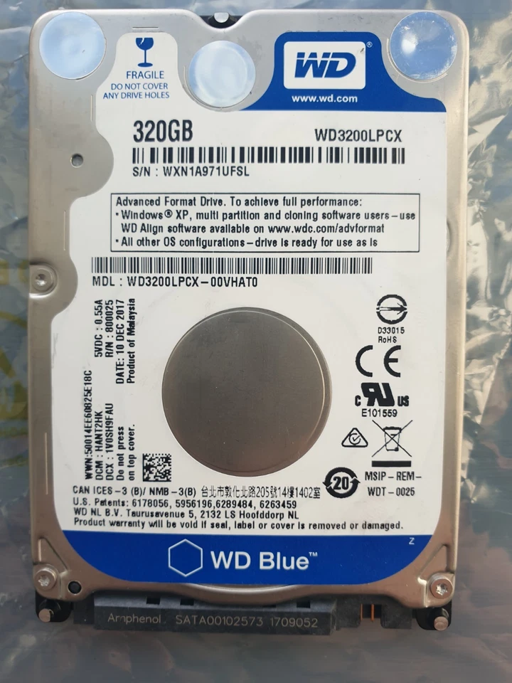 Western Digital 320GB WD3200LPCX-00VHAT0 2.5" SATA HARD DRIVE WD - DCM: HANT2HK - Image 1 of 1