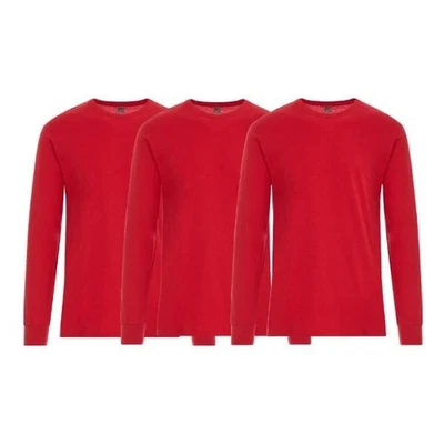 Paquete de 3: Camiseta básica informal de manga larga con cuello redondo 100 % algodón para hombre S-4XL Foto 1 de 4