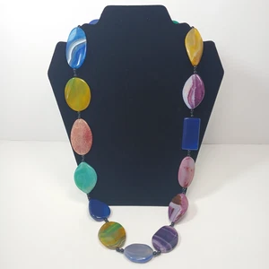 QVC Aluma AIL Sterlingsilber Multicolor Achat Perlen Halskette - Bild 1 von 11