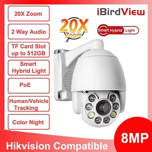4K 8MP POE PTZ Security Camera 2-Way Audio Outdoor 20x Zoom Hik Compatible - Picture 1 of 7