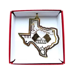 Proud to be a Texan Brass Ornament, Texas State American Flag - Picture 1 of 8