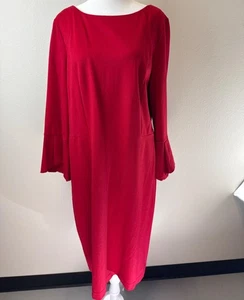 Neu mit Etikett Talbot Damengröße 14 rot Viskose Mischung 3/4 Glockenärmel Etui-Kleid Urlaub - Bild 1 von 14