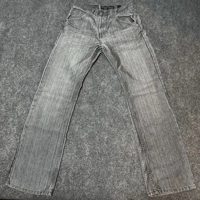 Jeans masculino Chams 30 cinza denim mistura de algodão cintura média reta cinco bolsos - Imagem 1 de 4