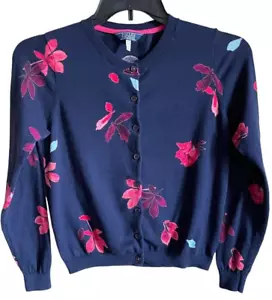 Prendas de punto Joules para mujer algodón con botones suéter talla 6 azul marino y floral salmón - Imagen 1 de 8