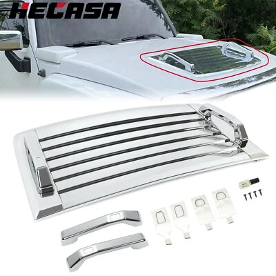 FOR 2006-2010 HUMMER H3 HOOD DECK VENT PANEL HANDLE COVER TRIM BEZEL CHROME 3PCS - Image 1 of 4