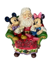 Disney Jim Shore Traditions Weihnachtsmann mit Mickey Minnie Mouse Weihnachtswünsche - Bild 1 von 5